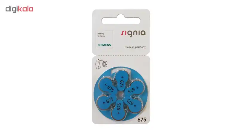 باتری سمعک زیمنس شماره 675 بسته 6 عددی