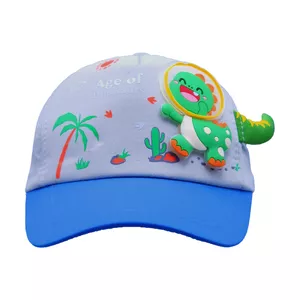 کلاه کپ بچگانه مدل عروسک دایناسور کد 51606 رنگ آبی