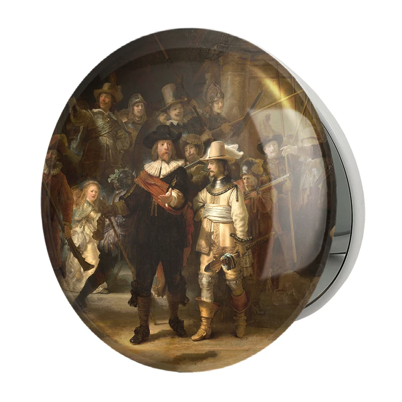 آینه جیبی خندالو طرح گشت شبانه اثر رامبرانت مدل تاشو کد 23350 