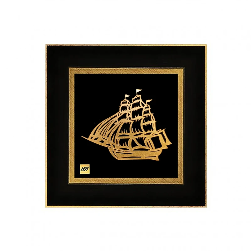 تابلو طلاکوب مار گلد طرح کشتی تاینی TF120