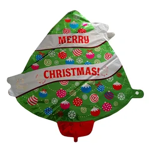 بادکنک فویلی طرح درخت کریسمس همراه بست و نی