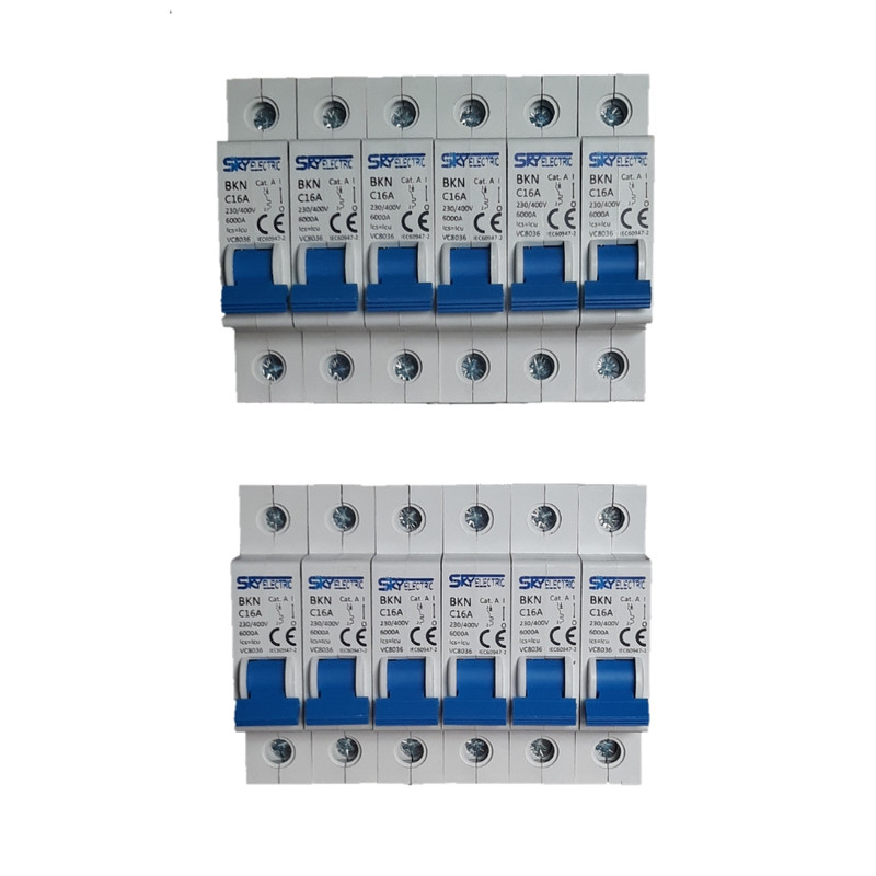 فیوز مینیاتوری تک فاز 16 امپر اسکای الکتریک مدل BKN C16A بسته 12 عددی