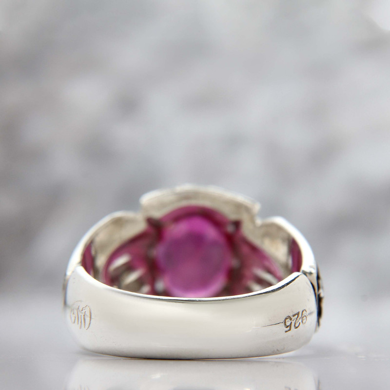 انگشتر نقره مردانه مدل یاقوت سرخ رکاب مخراج دست ساز کد AM_5118