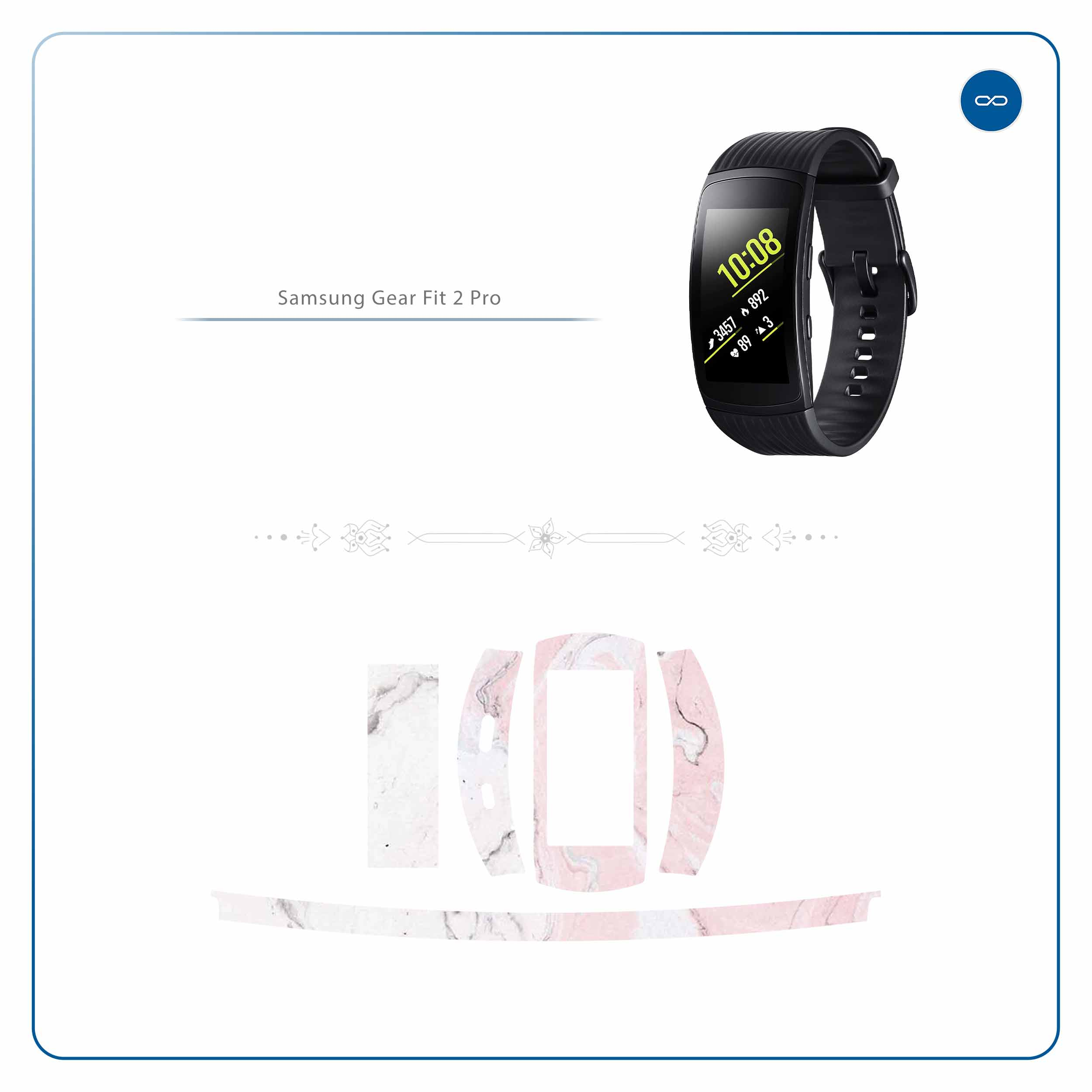 برچسب ماهوت طرح Blanco-Pink-Marble مناسب برای ساعت هوشمند سامسونگ Galaxy Gear Fit 2 Pro