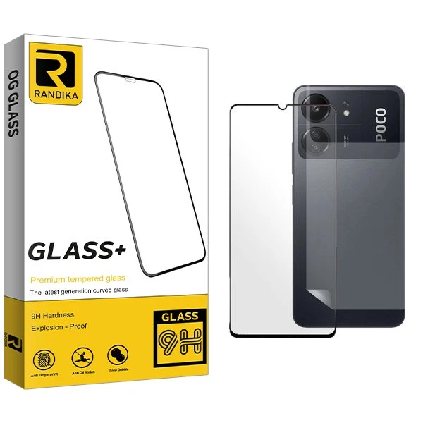 محافظ صفحه نمایش شیشه ای راندیکا مدل RK مناسب برای گوشی موبایل شیائومی Poco C65  به همراه محافظ پشت گوشی