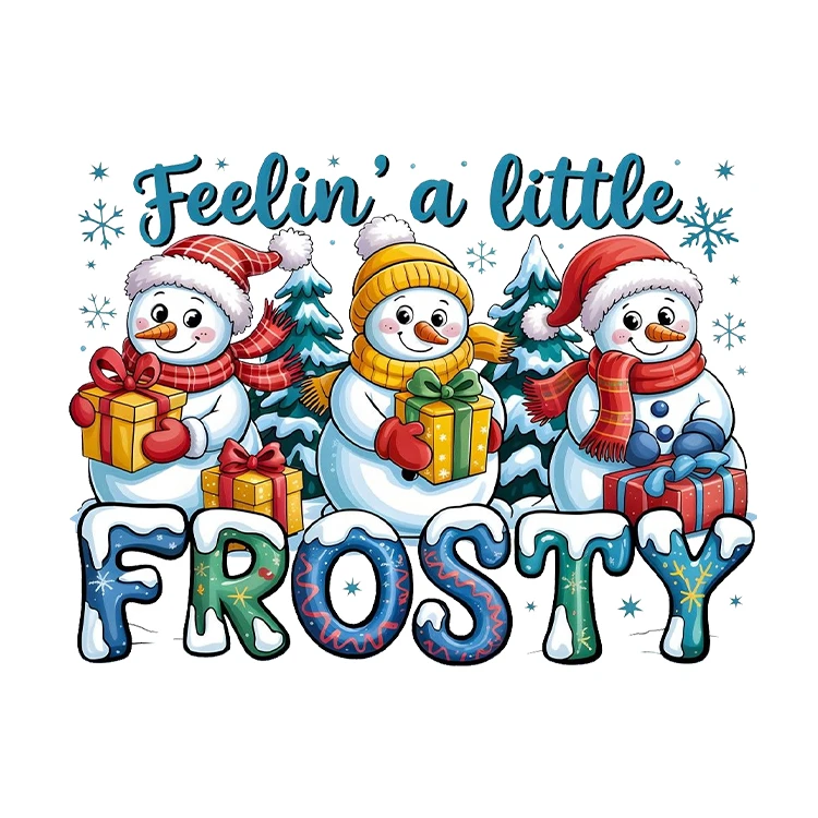 استیکر پارچه و لباس پاد آفرین مدل زمستان طرح آدم برفی کد S3101