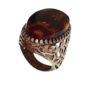 انگشتر نقره مردانه مدل عقیق شفت العبد یمنی