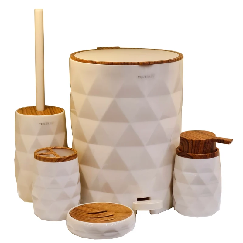 ست سرویس بهداشتی 5 پارچه کنتراست مدل آناناسی طرح چوب کد RM-CH6400