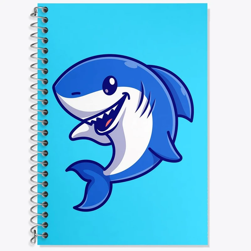 دفتر زبان 50 برگ خندالو مدل سه خط طرح حیوانات بامزه کوسه کد 29667