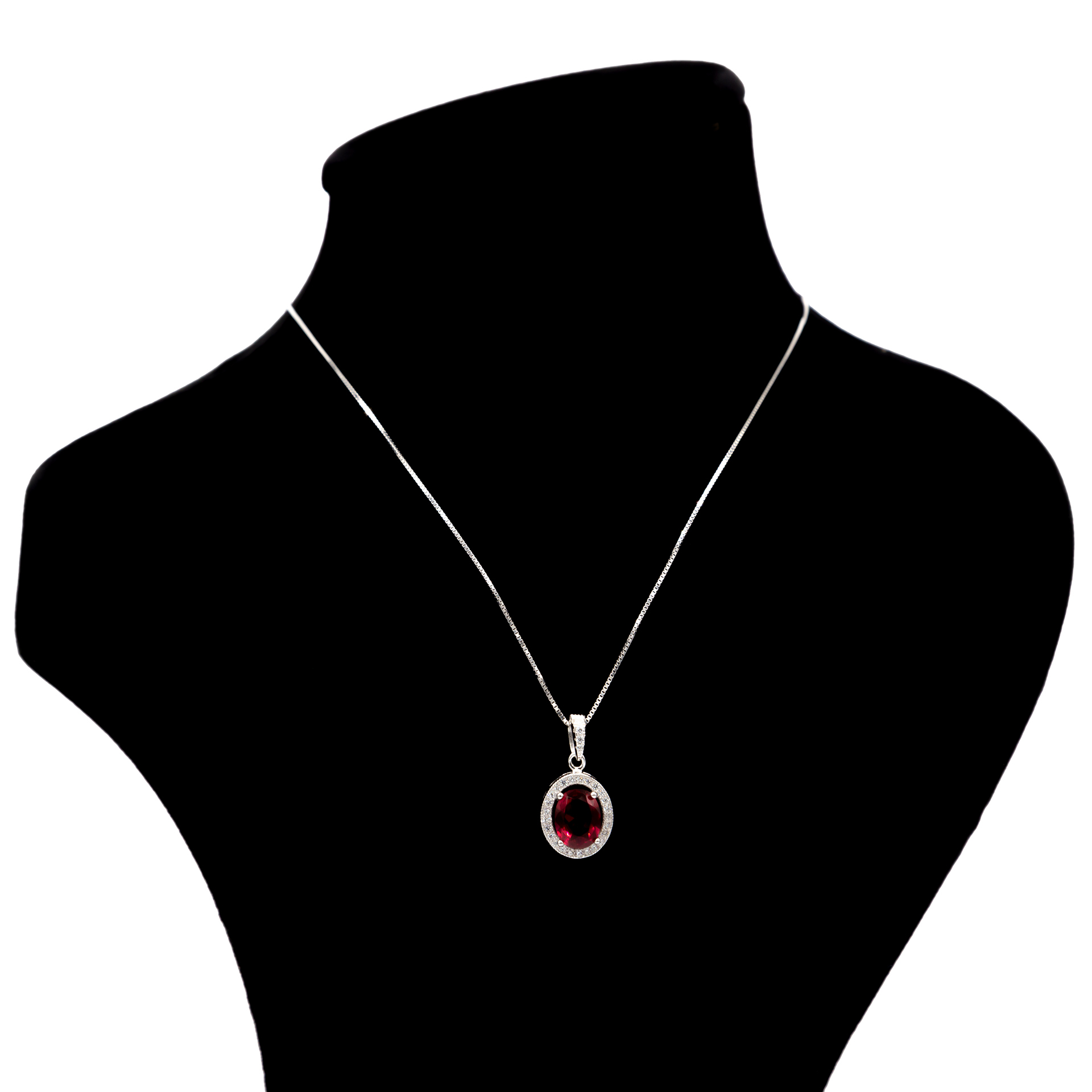 گردنبند نقره بهارگالری مدل Oval Jewel کد 405015