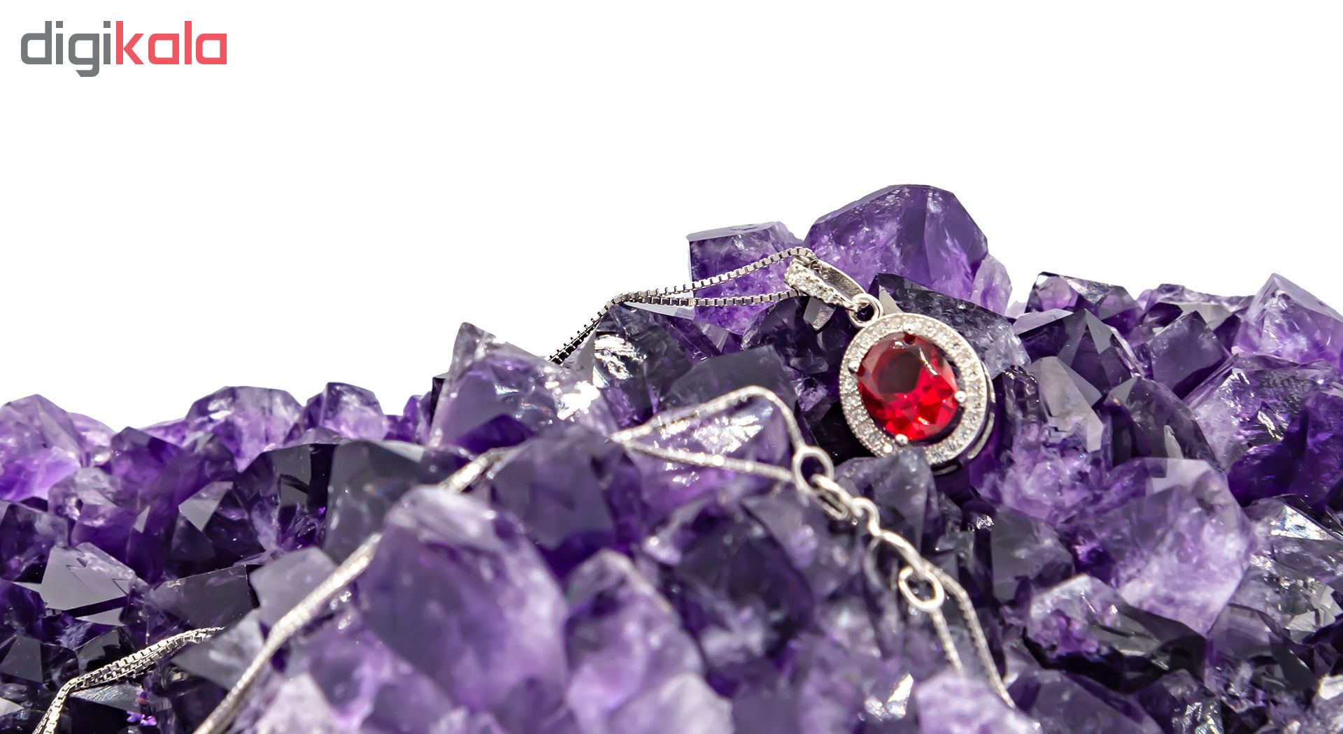 گردنبند نقره بهارگالری مدل Oval Jewel کد 405015