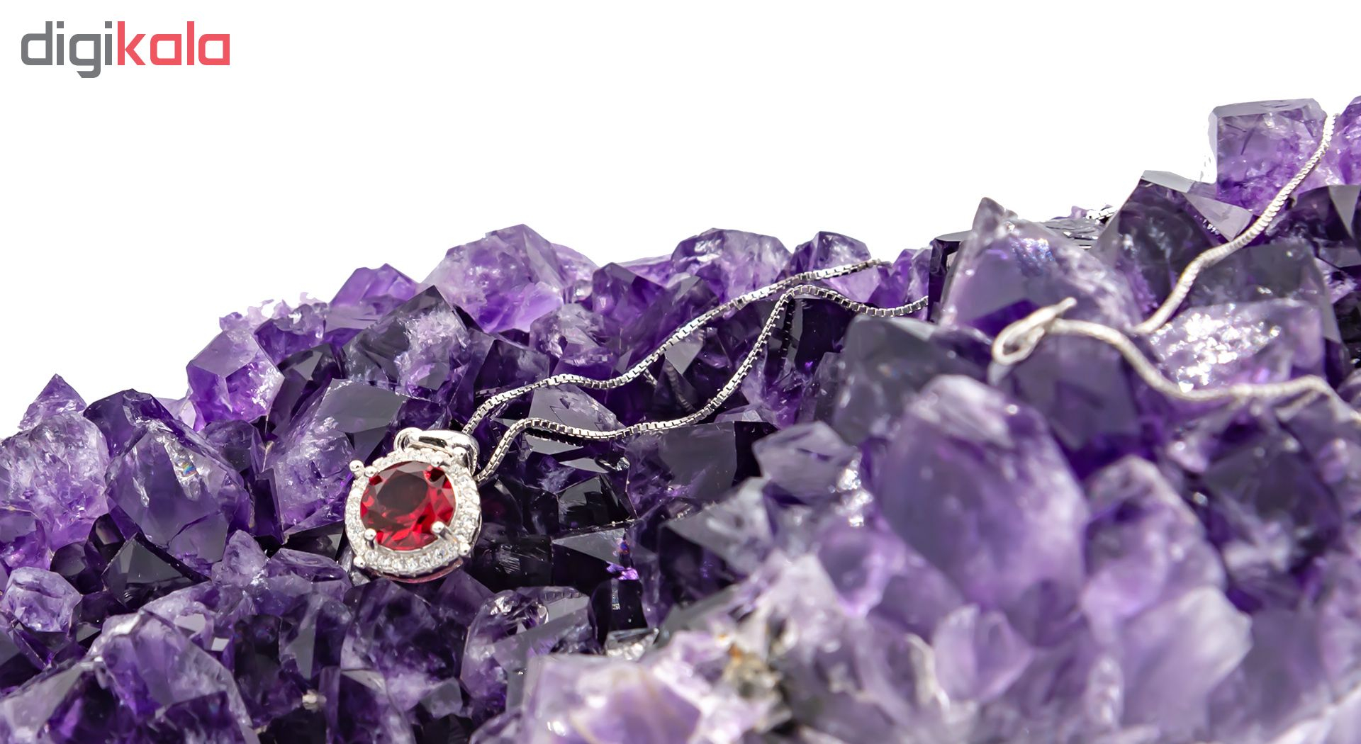 گردنبند نقره بهارگالری مدل Rounde Jewel کد 405014