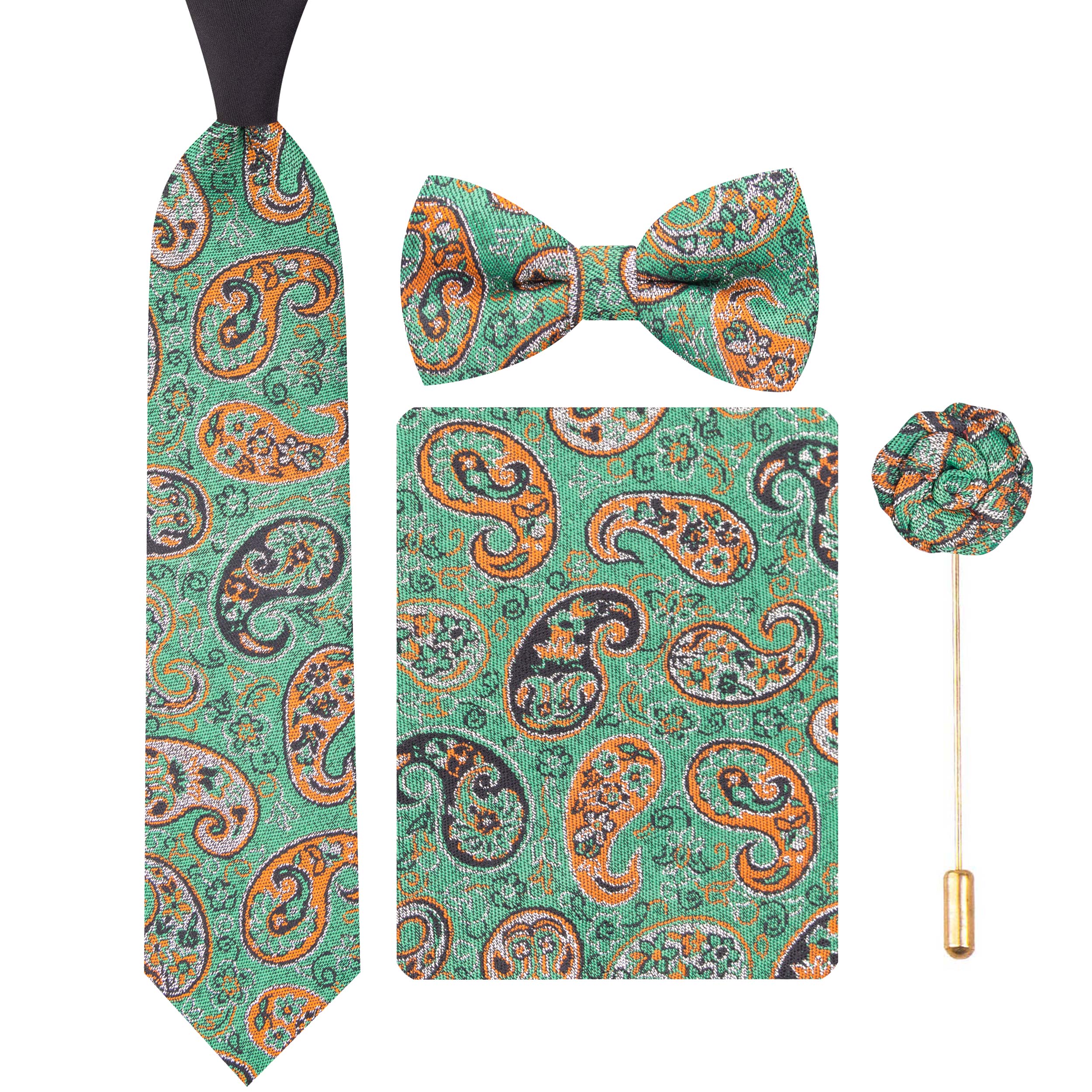 ست کراوات و پاپیون و دستمال جیب و گل کت مردانه جیان فرانکو روسی مدل GF-PA2246-GR