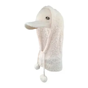 ست کلاه و شال گردن بافتنی  زنانه مدل SAM-518 رنگ شیری