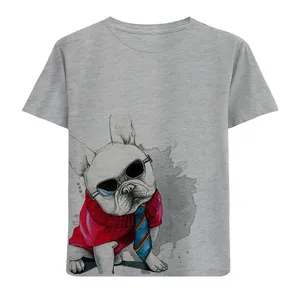 تی شرت آستین کوتاه بچگانه مدل سگ عینکی F728