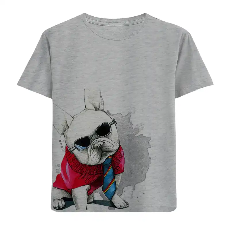 تی شرت آستین کوتاه بچگانه مدل سگ عینکی F728