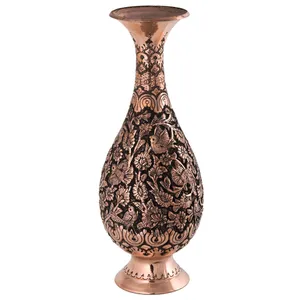 گلدان قلمزنی رستا طرح 25-12-116 ارتفاع 25 سانتیمتر