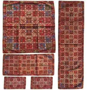 ست رومیزی ترمه ابریشم طرح خشتی کد 05 مجموعه 5 عددی