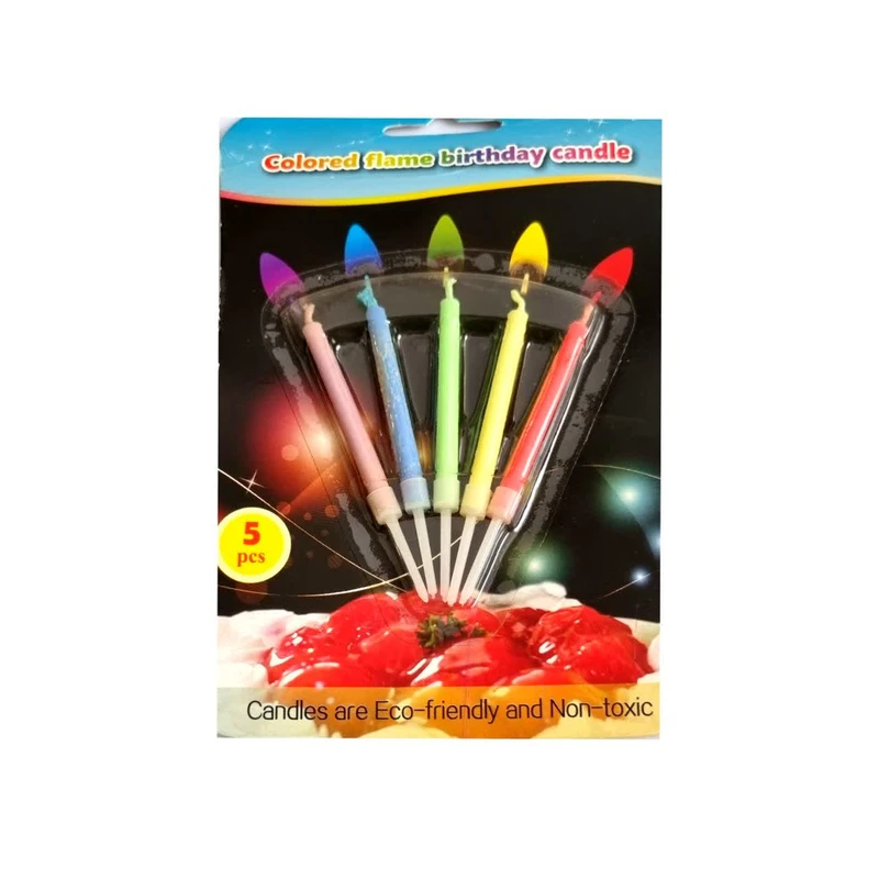 شمع تولد مدل رنگی سوز کد 7014 مجموعه 5 عددی