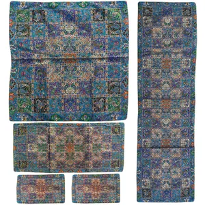 ست رومیزی ترمه ابریشم طرح خشتی کد 06 مجموعه 5 عددی