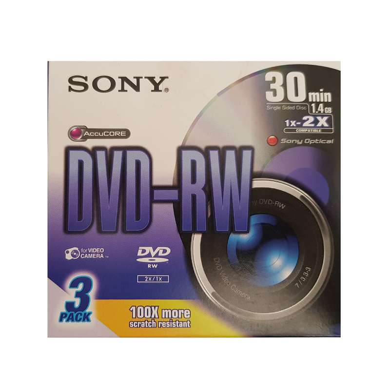 دی وی دی خام سونی مدل DVD-RW بسته 3 عددی دی وی دی خام سونی مدل DVD-RW بسته 3 عددی