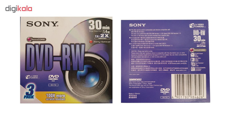 دی وی دی خام سونی مدل DVD-RW بسته 3 عددی