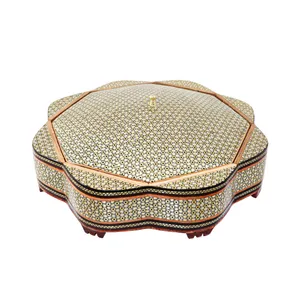 شکلات خوری خاتم کاری مدل اعلی طرح گرد تک درب چهار خانه کد 27HQ