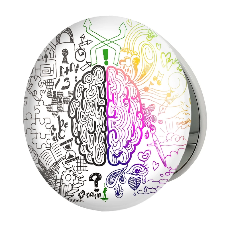 آینه جیبی خندالو طرح مغز Brain مدل تاشو کد 31061