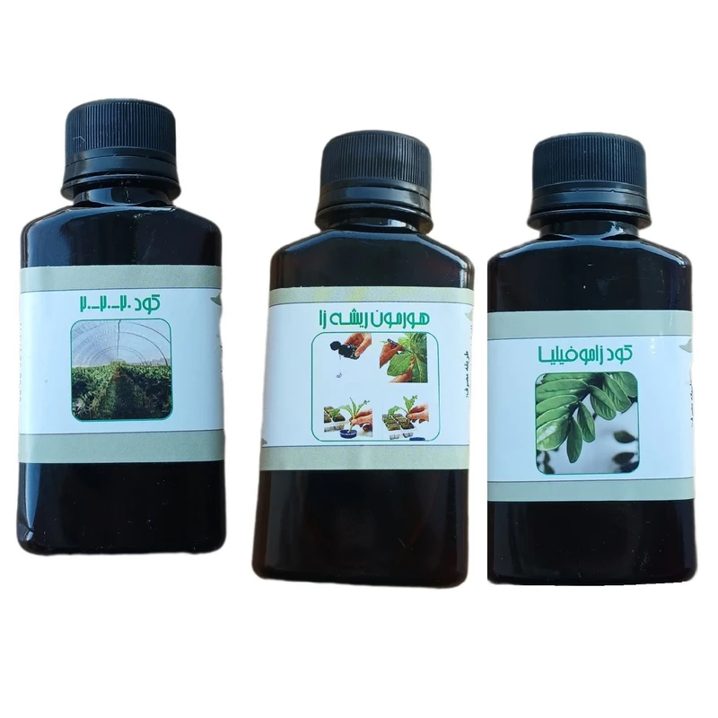 کود مایع کامل سه بیست و کود زاموفیلیا و هورمون ریشه زا مدل life drop حجم 110 میلی لیتر