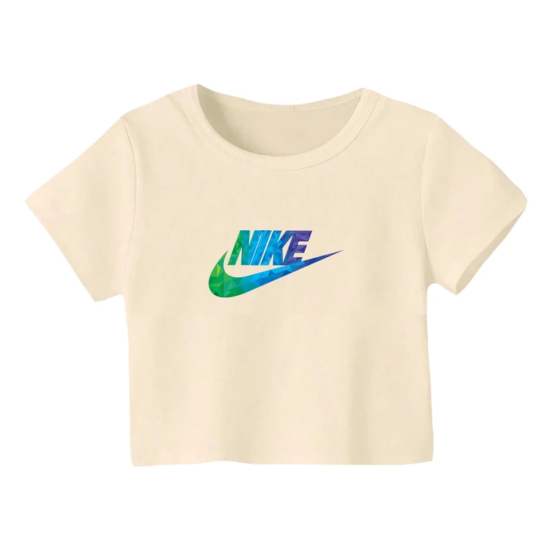 کراپ‌ تی‌شرت آستین کوتاه زنانه مدل لوگو کد 25