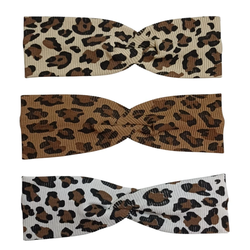 هدبند زنانه مدل پلنگی مجموعه سه عددی