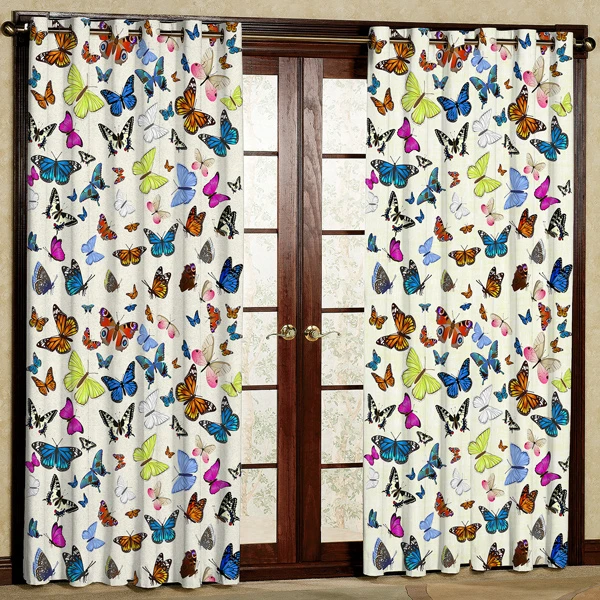 پرده مدل  پروانه های رنگی  هازان پانچی کد 65 سایز 280x140 سانتی متر