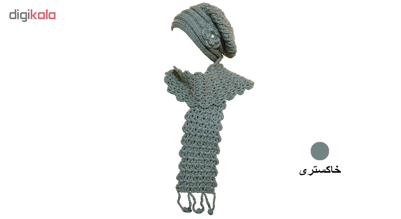 ست شال گردن و کلاه بافتنی ثمین مدل Butterfly