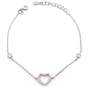 دستبند نقره آی جواهر طرح قلب کد 77125D
