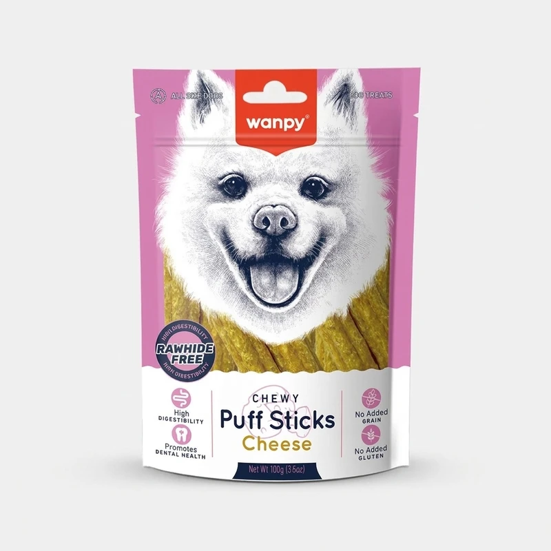 تشویقی سگ ونپی مدل Chewy Puff Stick طعم مرغ وزن 100 گرم
