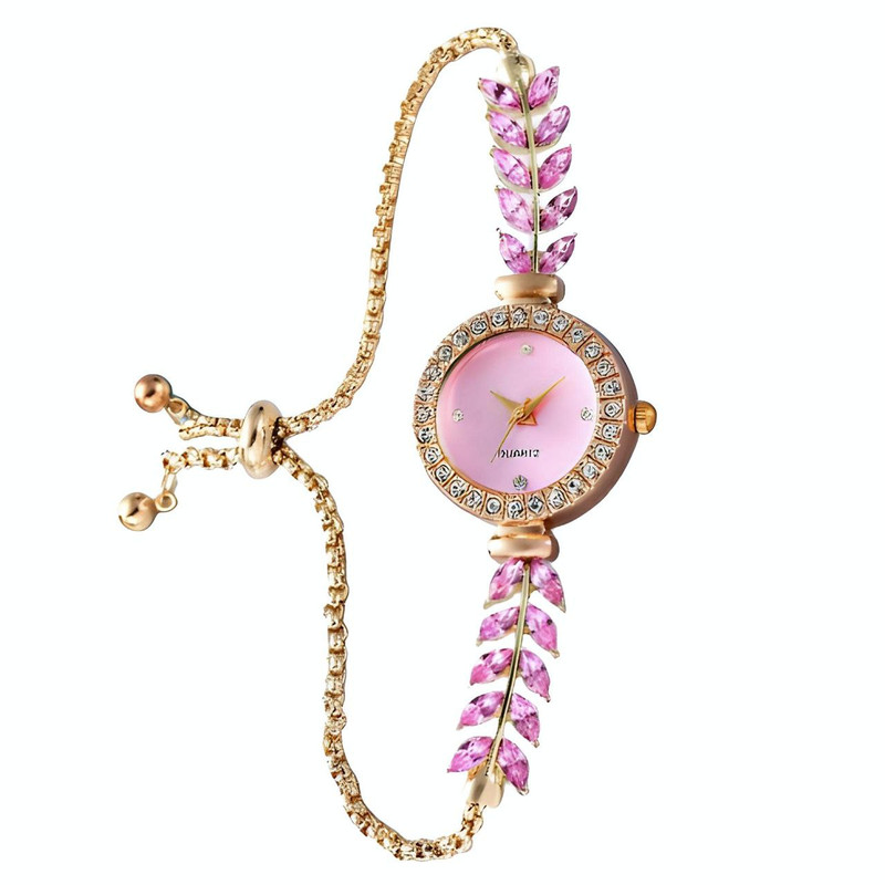 ساعت مچی عقربه ای زنانه مدل نگینی بند کرواتی02 ساعت مچی عقربه ای زنانه مدل نگینی بند کرواتی02