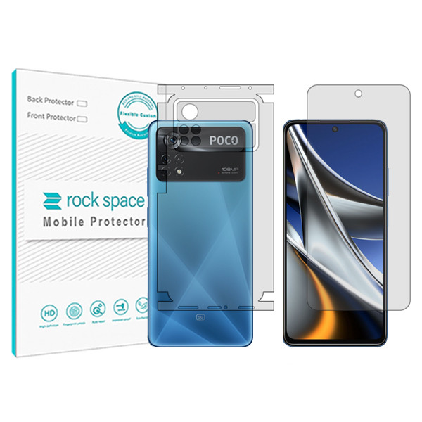 محافظ صفحه نمایش شفاف راک اسپیس مدل HyGEL مناسب برای گوشی موبایل شیائومی Poco X4 Pro 5G به همراه محافظ پشت