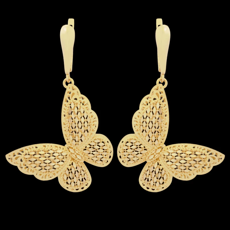 گوشواره طلا 18 عیار زنانه طلای مستجابی مدل پروانه ایوا کد 76