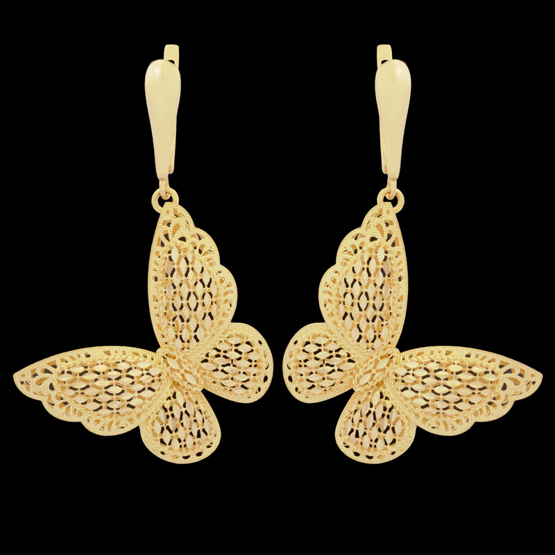 گوشواره طلا 18 عیار زنانه طلای مستجابی مدل پروانه ایوا کد 76