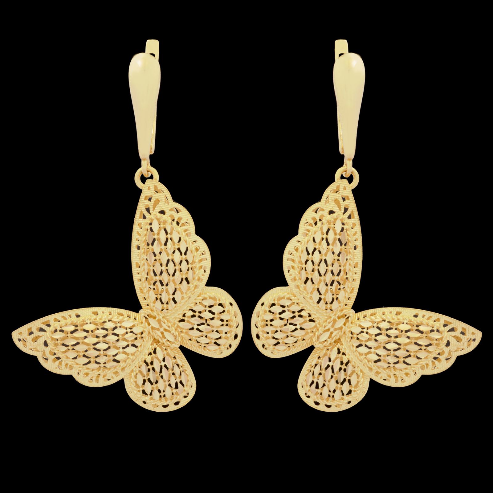 گوشواره طلا 18 عیار زنانه طلای مستجابی مدل پروانه ایوا کد 76 -  - 1