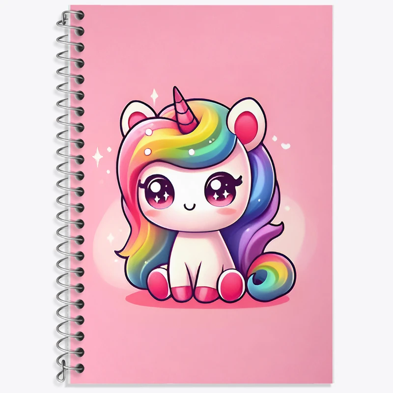 دفتر زبان 50 برگ خندالو مدل سه خط طرح اسب تک شاخ کد F7580