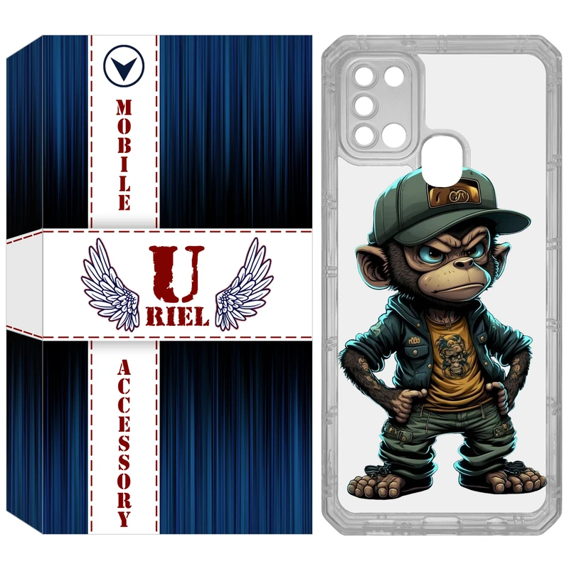 کاور یوریل مدل Clear کد 37 طرح Monkey مناسب برای گوشی موبایل سامسونگ Galaxy A21S