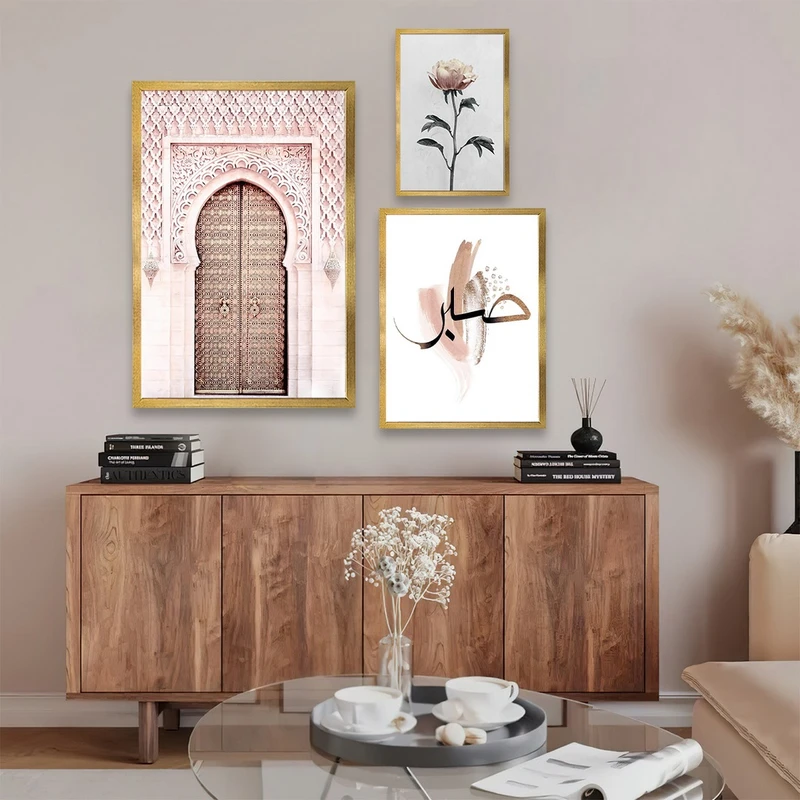 تابلو بکلیت طرح کلمه صبر مدل شاین اکلیلی T-826 مجموعه 3 عددی