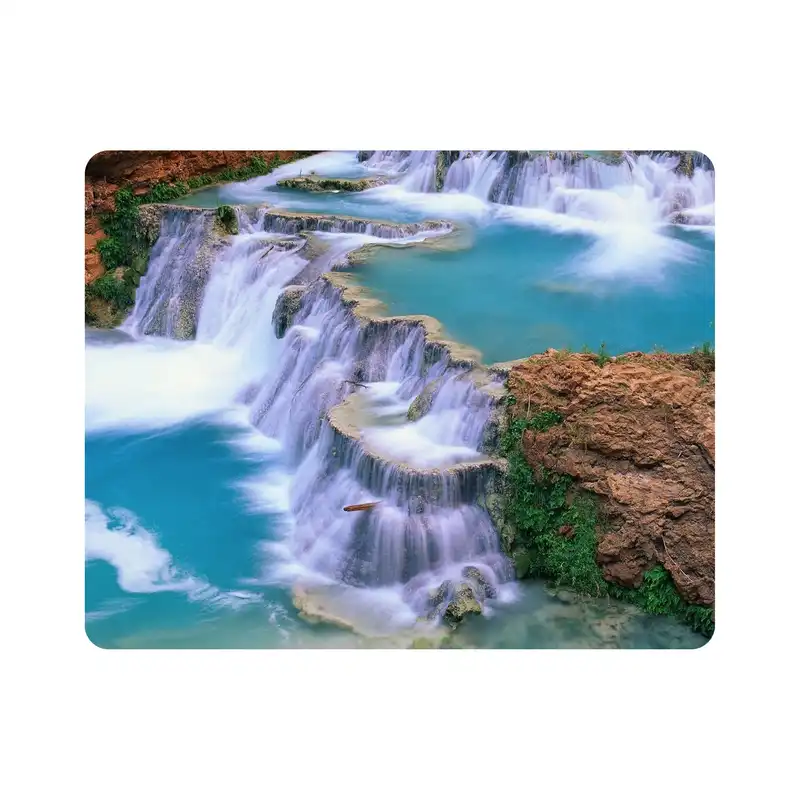 ماوس پد اطلس آبی طرح منظره ساحلی آبشار مدل T1382