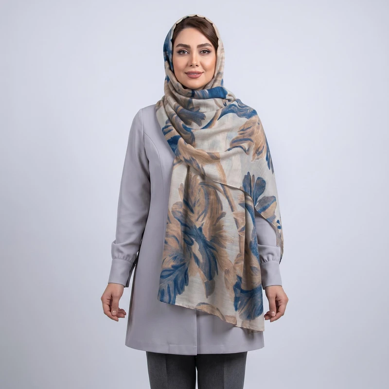 شال زنانه آنالیا مدل نخی مزونی طرح گل کد 2604-1