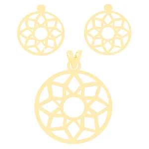 نیم ست طلا 18 عیار زنانه کرابو طرح نقش اسلیمی مدل Kr8018