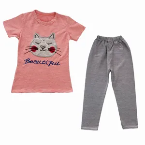 ست تی شرت آستین کوتاه و شلوارک دخترانه مدل V06