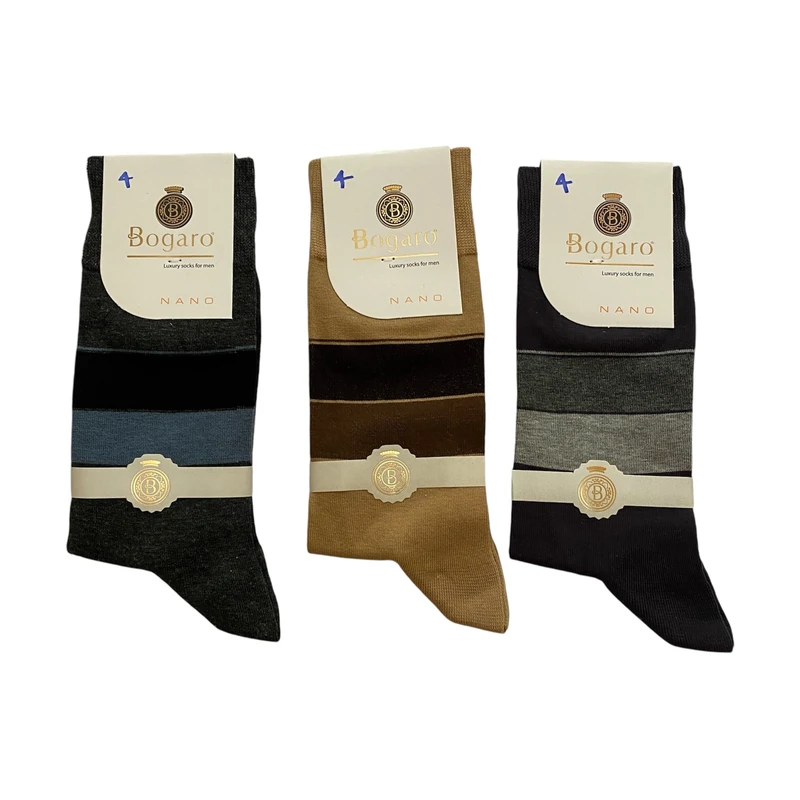 جوراب ساق بلند مردانه بوگارو مدل نانو مجموعه 3 عددی