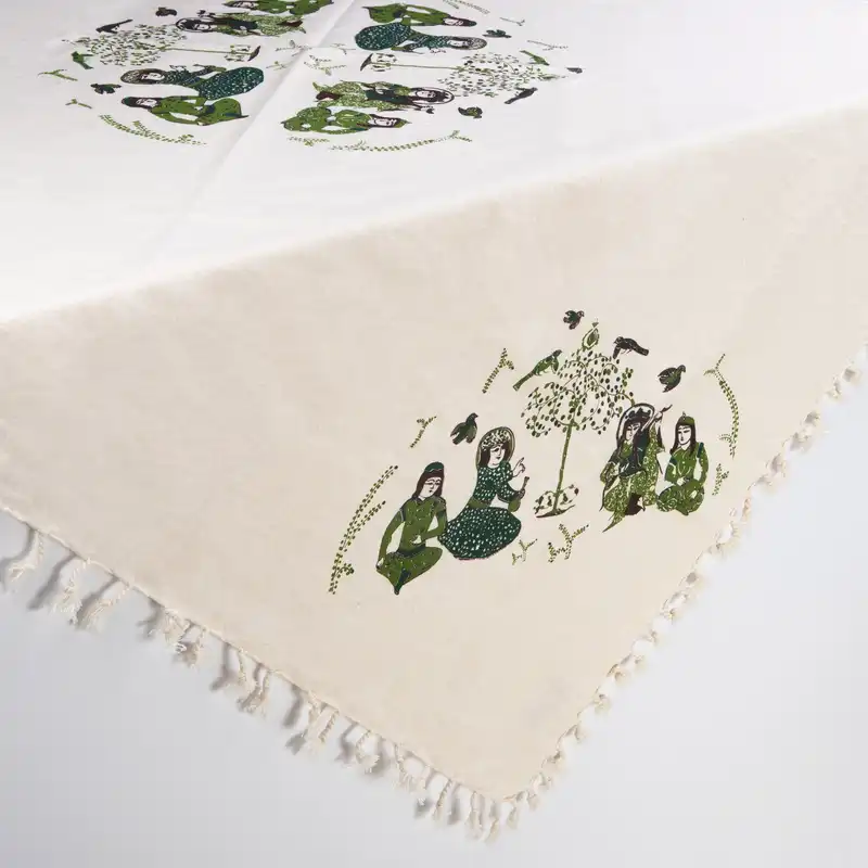 رومیزی چاپ دستی گدار مدل دلنوازان سلجوقی