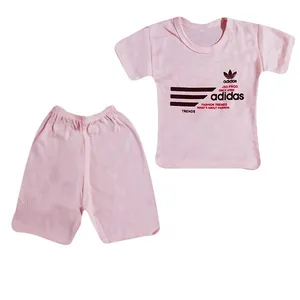 ست تی شرت و شلوارک نوزادی مدل Ad-Na رنگ گلبهی